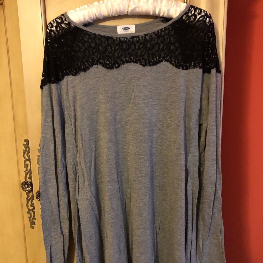 Women’s beautiful grey and black lace shirt